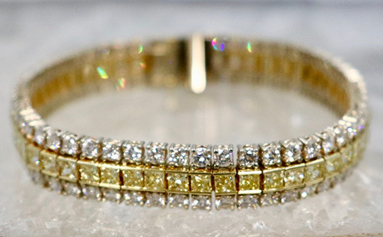 Yellow and White diamond bracelet