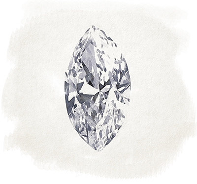 Example watercolor of marquis-cut diamond