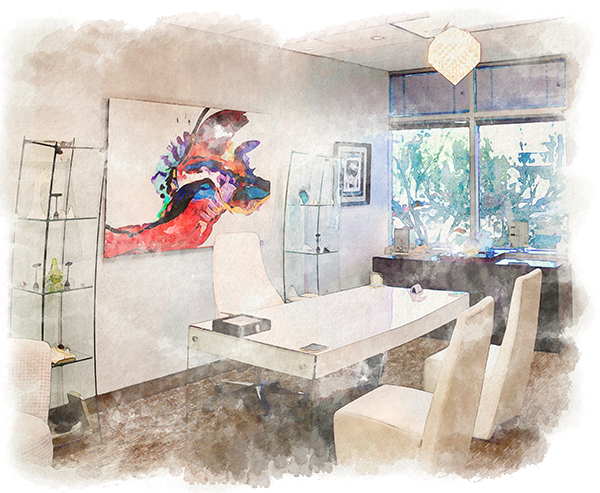 Watercolor picture of the Redefine Jewelry office