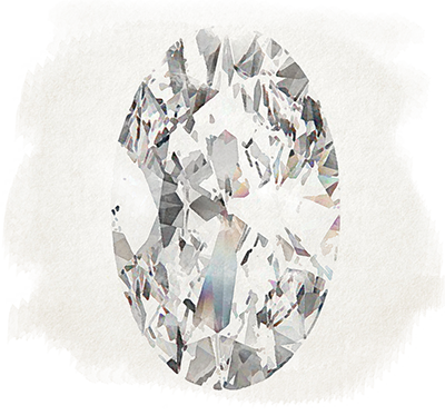Example watercolor of oval cut diamond