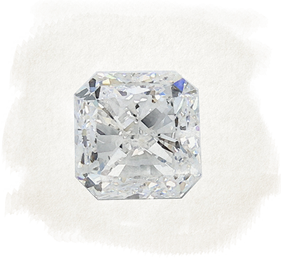 Watercolor example of a radiant-cut diamond